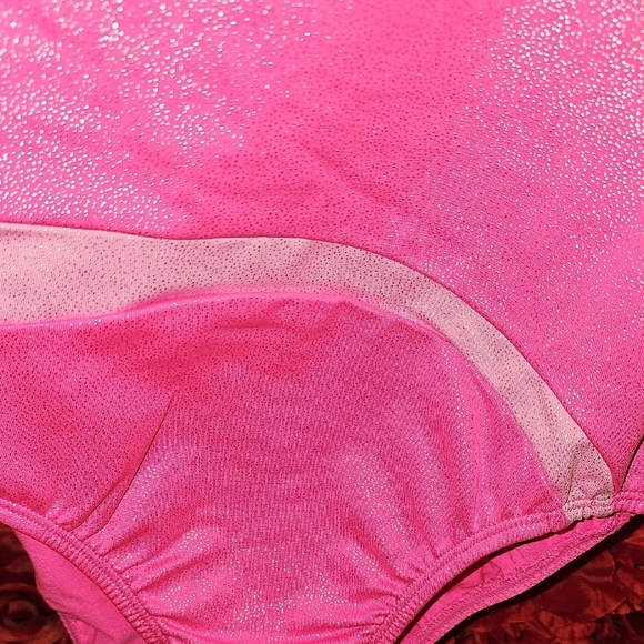 Freestyle Danskin Pink Gymnastics Leotard with Rhinestones Size 10/12 - Picture 3 of 7